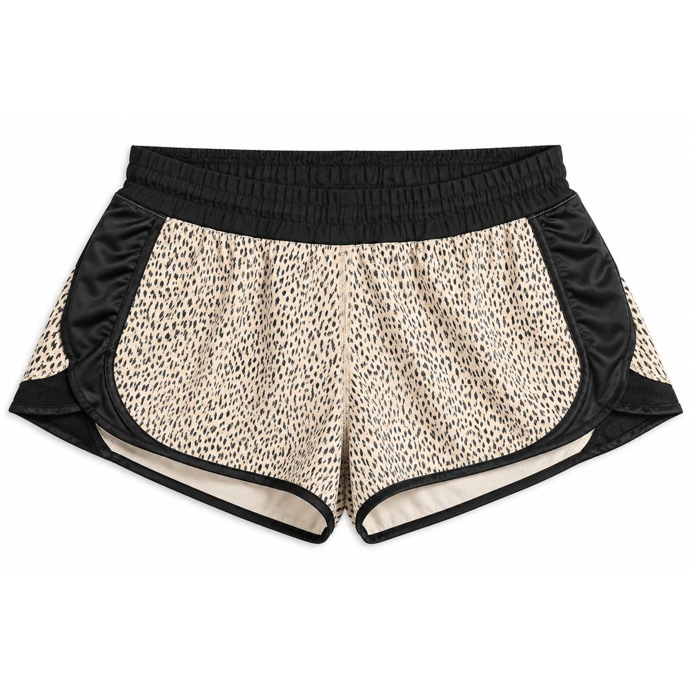 Lululemon Run Speed Shorts Womens Size 8 Beige Black Speckle Print Running